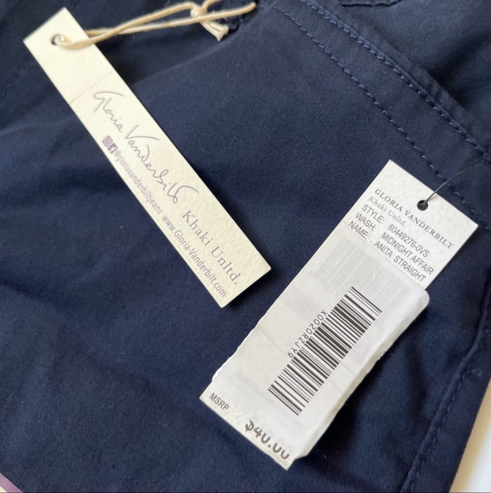 NWT Gloria Vanderbilt Khaki Unltd Straight Leg Dress Pants Size 6 Navy Blue - Picture 7 of 10
